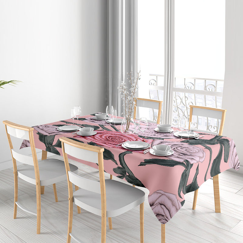 Taplak Meja Bunga Merah Muda d - Home Textiles Com ulasan dan harga