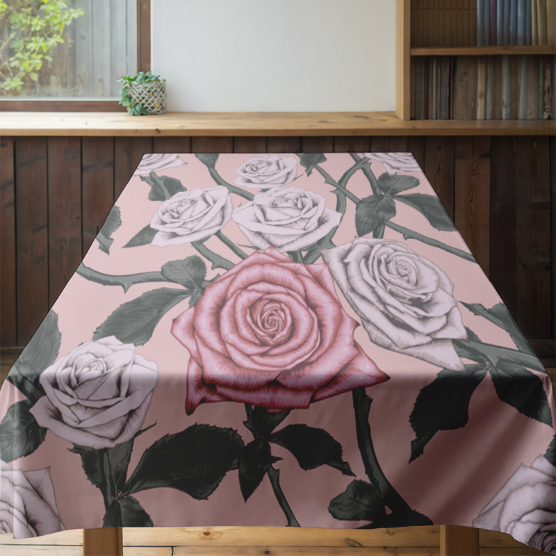 Taplak Meja Bunga Merah Muda d - Home Textiles Com ulasan dan harga